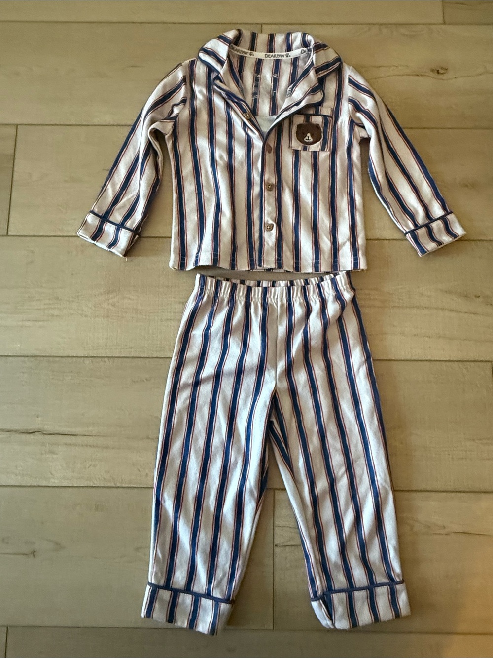 Bearpaw Boys Long Sleeved Fleece Pajama Set Striped 2T